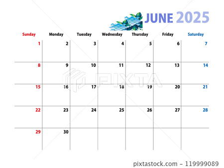 2025 calendar, June hydrangea 119999089