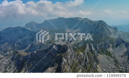 Aerial of mountains in park Durmitor, Montenegro Aerial of mountains in park Durmitor, Montenegro 119999378
