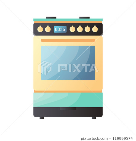 Kitchen stove with oven in flat design. Household electronic appliance. Vector illustration isolated. Kitchen stove with oven in flat design. Household electronic appliance. Vector illustration isolated. 119999574