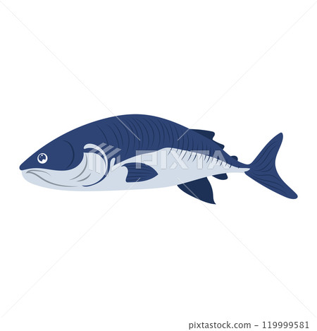 Abstract tuna or herring fish in flat design. Fishing industry aquaculture. Vector illustration isolated. Abstract tuna or herring fish in flat design. Fishing industry aquaculture. Vector illustration isolated. 119999581
