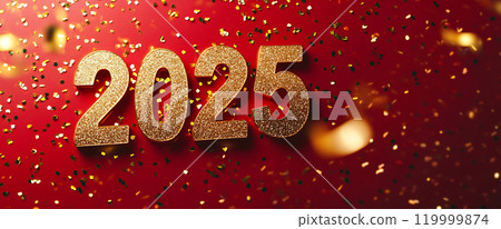 A festive celebration welcoming the New Year 2025 119999874