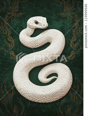 White snake on textured green 119999886