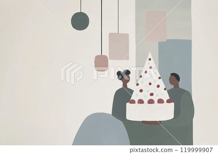 Celebrating with a festive cake at a gathering 119999907