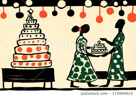 Celebrating a joyful occasion with a colorful cake Celebrating a joyful occasion with a colorful cake 119999924