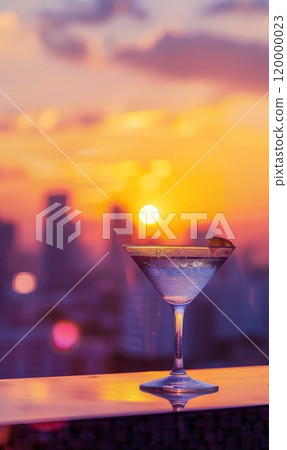 colorful drink in martini glass and big night city background, illuminated light skyline with skyscrapers, nightclub and party concept colorful drink in martini glass and big night city background, illuminated light skyline with skyscrapers, nightclub and party concept 120000023