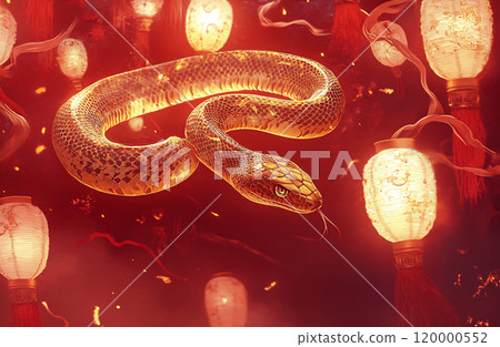 Snake weaves through red lanterns 120000552