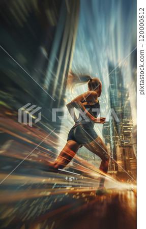 side view of athlete woman running on big modern city with skyscrapers and urban skyline background, fast speed trace and blurred motion, person jogger concept side view of athlete woman running on big modern city with skyscrapers and urban skyline background, fast speed trace and blurred motion, person jogger concept 120000812