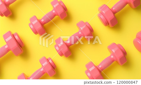 colorful dumbbells design pattern, gym and bodybuilding creative wallpaper concept 120000847