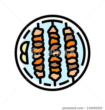 satay chicken food color icon vector illustration 120000883