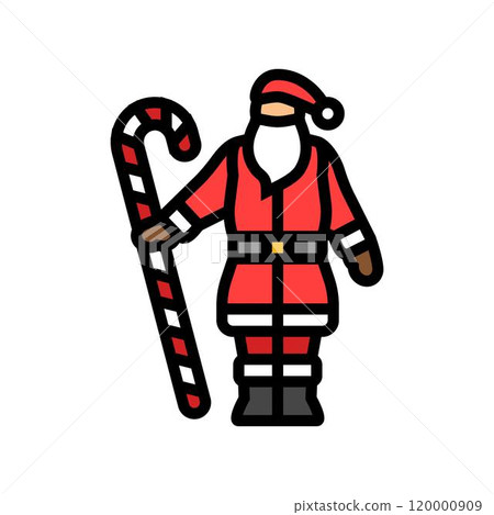 santa claus holding a candy cane color icon vector illustration santa claus holding a candy cane color icon vector illustration 120000909