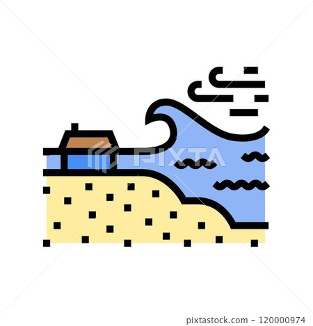storm surge flooding hurricane disaster color icon vector illustration 120000974