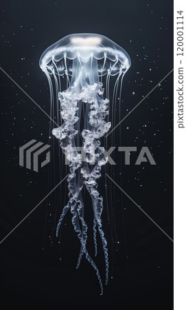 Bright jellyfish isolated on black background 120001114