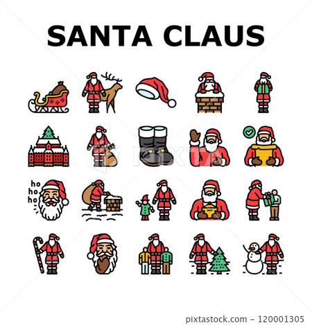 santa claus christmas reindeer icons set vector santa claus christmas reindeer icons set vector 120001305