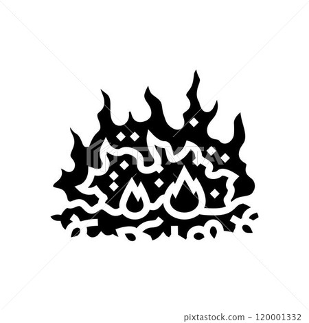 burning leaves wildfire disaster glyph icon vector illustration 120001332