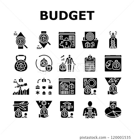 budget planning finance saving icons set vector 120001535