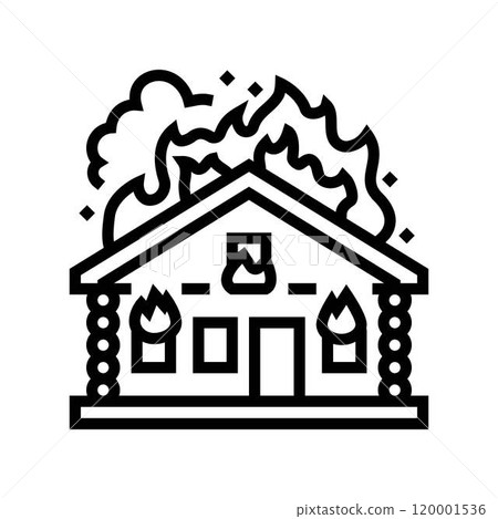 house on fire wildfire disaster line icon vector illustration house on fire wildfire disaster line icon vector illustration 120001536