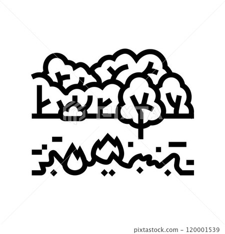 arson forest wildfire disaster line icon vector illustration arson forest wildfire disaster line icon vector illustration 120001539
