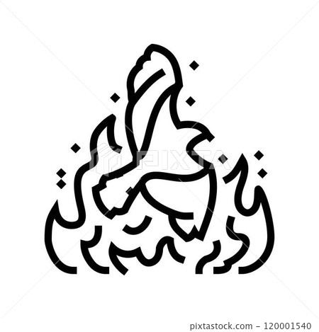 birds on fire wildfire disaster line icon vector illustration 120001540