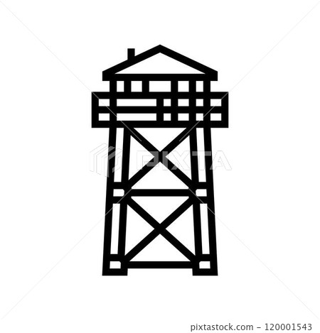 firewatch tower wildfire disaster line icon vector illustration 120001543