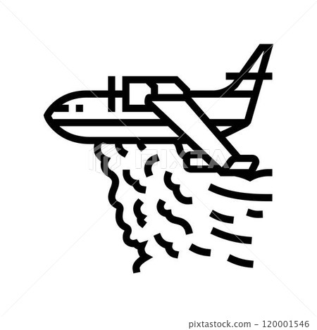 firefighting plane wildfire disaster line icon vector illustration 120001546