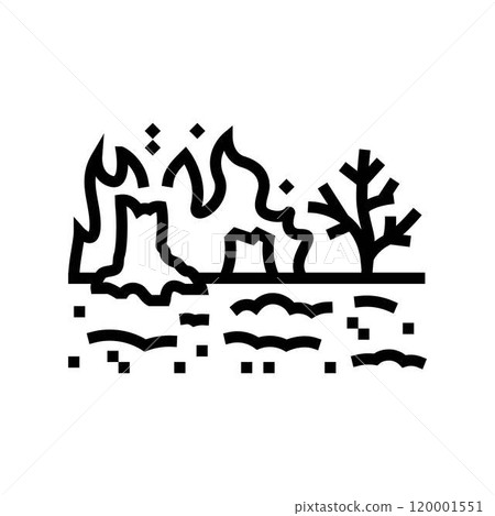 scorched earth wildfire disaster line icon vector illustration 120001551