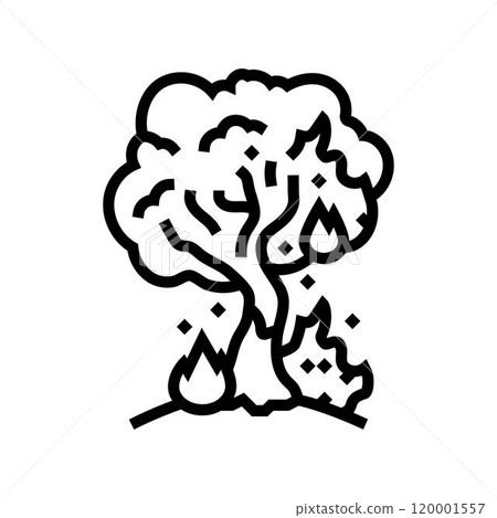 flaming tree wildfire disaster line icon vector illustration flaming tree wildfire disaster line icon vector illustration 120001557
