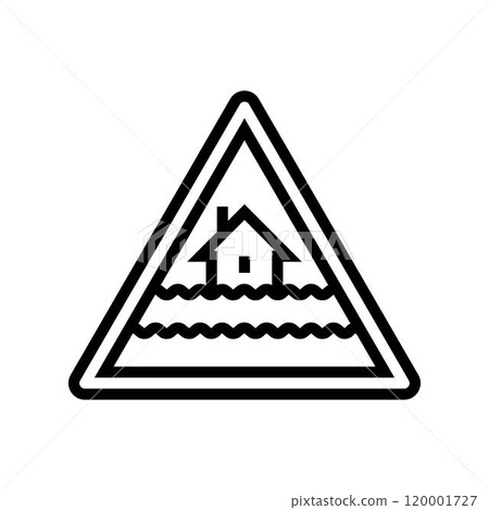 emergency flood warning line icon vector illustration emergency flood warning line icon vector illustration 120001727
