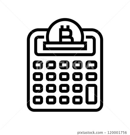 calculator cryptocurrency mining line icon vector illustration 120001756