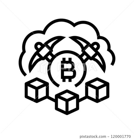 cloud cryptocurrency mining line icon vector illustration 120001770