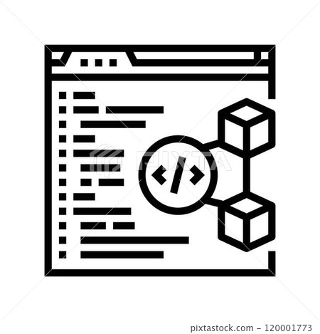 software cryptocurrency mining line icon vector illustration 120001773