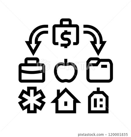categories budget planning line icon vector illustration 120001835