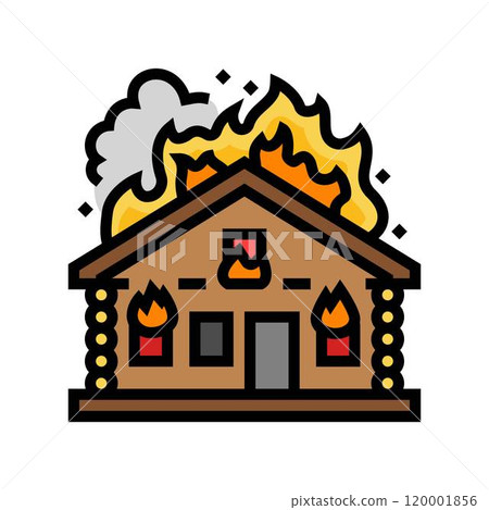 house on fire wildfire disaster color icon vector illustration house on fire wildfire disaster color icon vector illustration 120001856