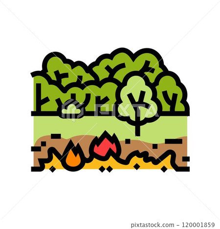 arson forest wildfire disaster color icon vector illustration 120001859