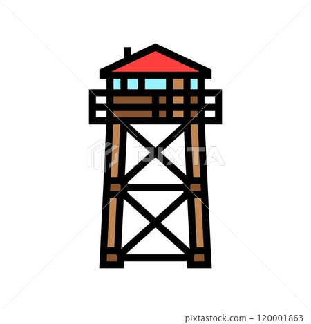 firewatch tower wildfire disaster color icon vector illustration firewatch tower wildfire disaster color icon vector illustration 120001863