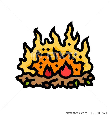 burning leaves wildfire disaster color icon vector illustration burning leaves wildfire disaster color icon vector illustration 120001871