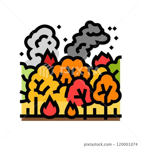 burning forest wildfire disaster color icon vector illustration 120001874