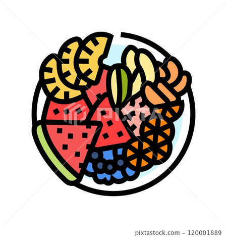 fruit platter raw foodist color icon vector illustration fruit platter raw foodist color icon vector illustration 120001889