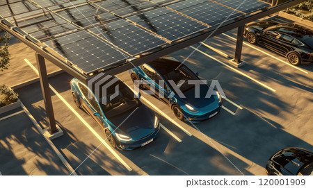futuristic luxury car charging at power supply station, shiny luxury EV electric vehicle charge by cable, night street on background 120001909