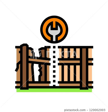 fence repair garden maintenance color icon vector illustration fence repair garden maintenance color icon vector illustration 120002003