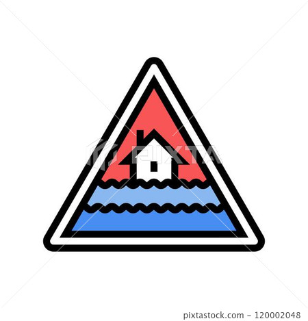 emergency flood warning color icon vector illustration 120002048