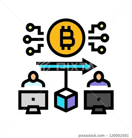 blockchain transaction cryptocurrency mining color icon vector illustration blockchain transaction cryptocurrency mining color icon vector illustration 120002081
