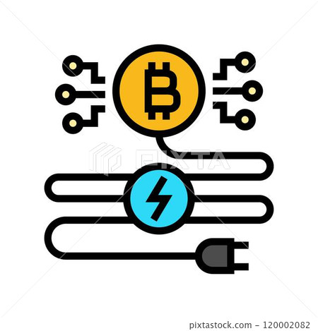 power consumption cryptocurrency mining color icon vector illustration power consumption cryptocurrency mining color icon vector illustration 120002082