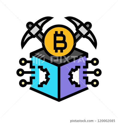rewards cryptocurrency mining color icon vector illustration 120002085