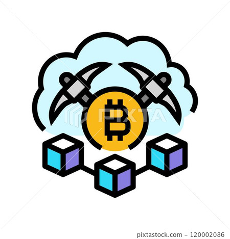 cloud cryptocurrency mining color icon vector illustration cloud cryptocurrency mining color icon vector illustration 120002086