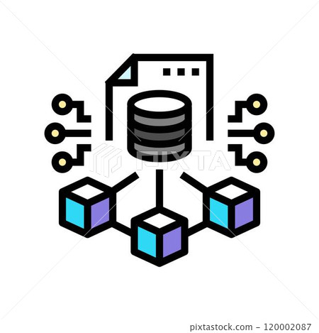 blockchain ledger cryptocurrency mining color icon vector illustration 120002087