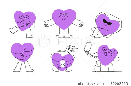 Heart stickers that depict human emotions, including the popular finger heart gesture, a symbol of love, respect, and affection 120002363