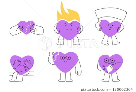 Heart stickers that depict human emotions, including the popular finger heart gesture, a symbol of love, respect, and affection 120002364