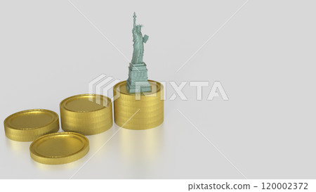 The Statue of Liberty and coins for Business concept 3d rendering. The Statue of Liberty and coins for Business concept 3d rendering. 120002372