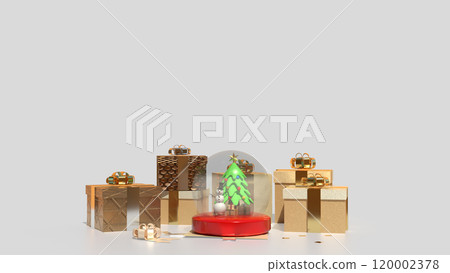 The Snow man in glass ball and gift box for holiday and celebration  concept 3d rendering. 120002378