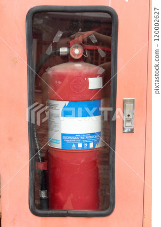 Fire extinguisher cabinet old red Fire extinguisher cabinet old red 120002627